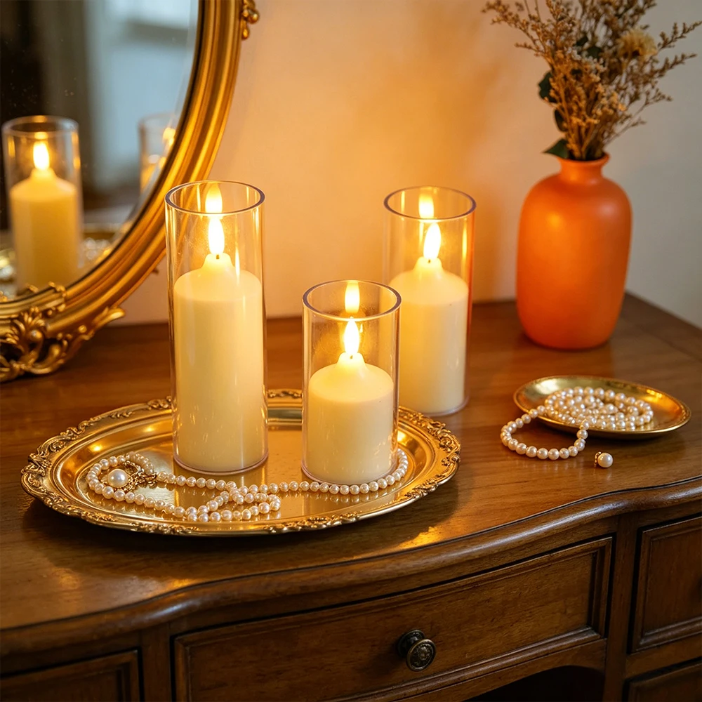 3pcs/ Set LED Flameless Flickering Candles, LED Pillar Candles Lights Battery Operated Plastic Candles Lamp Electric Candles - view 3
