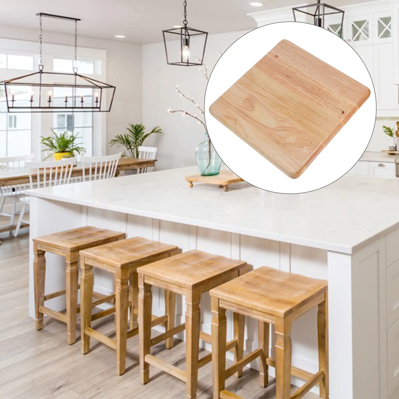 

Wooden Stool Seat Top Square Replacement for Bar Stools Dining Chairs Commercial Home Use Sturdy Easy Clean Solid Wood Stool