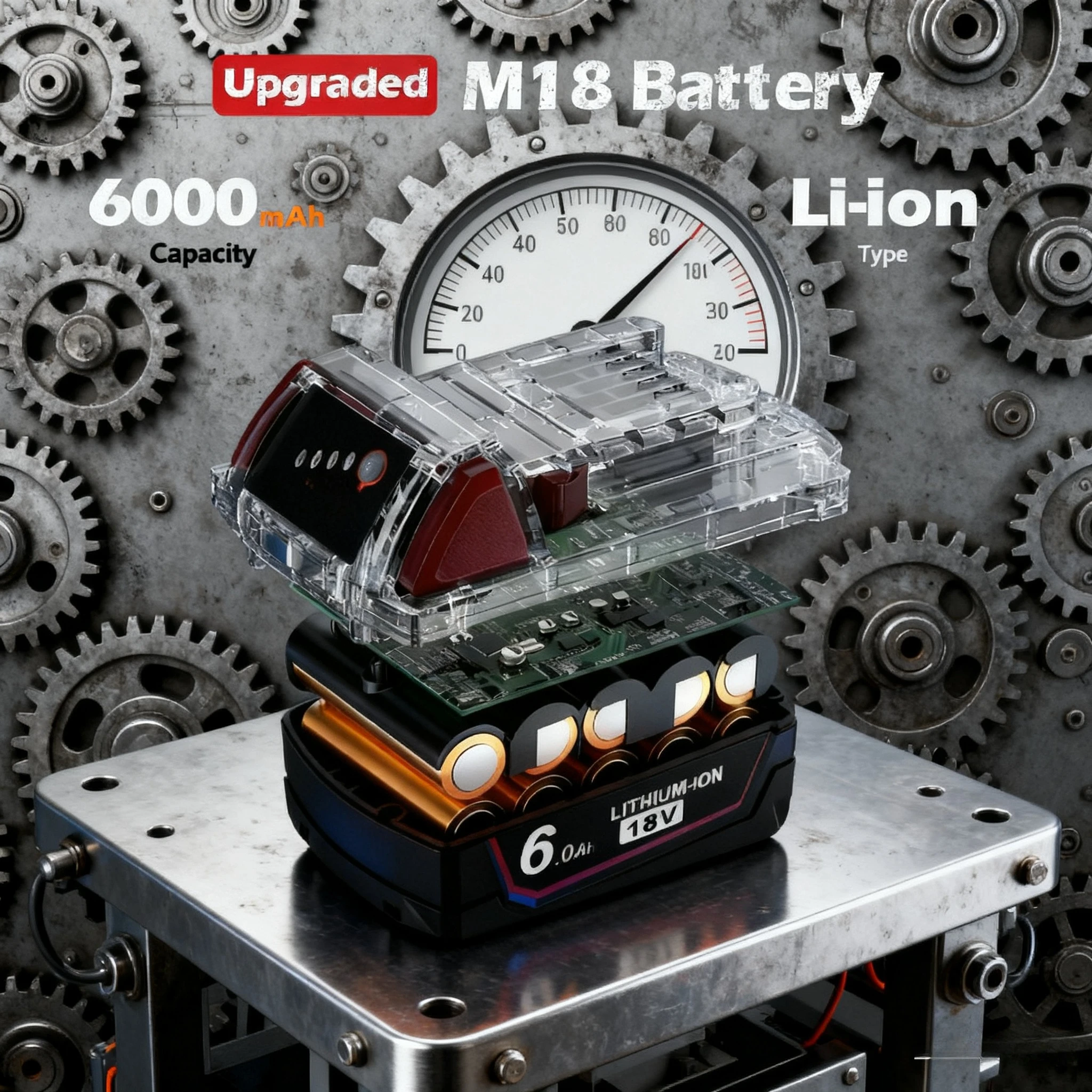 Originální baterie pro Milwaukee M18 6000mAh, nabíječka, BR, XC, 18V, 12000mAh M18B5, 48-11-1860, vestavěná baterie 21700 - náhled 2