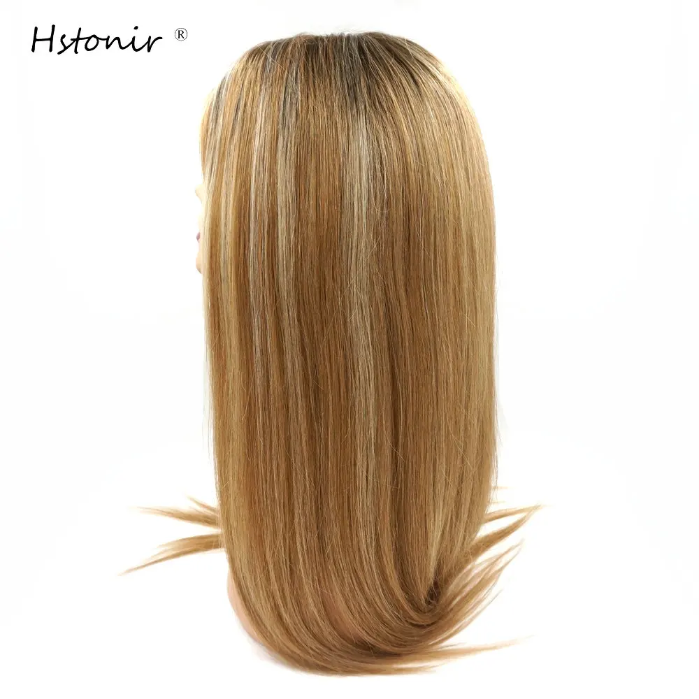 Hstonir Full Lace Blond Human Hair Wig Women's Natural Hair Haircuts Lace Front Wig Silk Top Smooth European Remy Hair G045