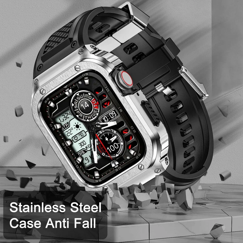 

Suitable for Apple S11/ULTRA watch stainless steel 46mm protective case TPU strap integrated with 42mm wristband
