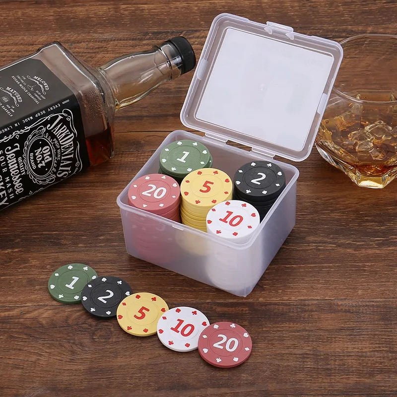 100PCS/set Texas Poker Baccarat Game Accessories Set 20pcs of Each Denomination with Box Packed Home Entertainment Accessories