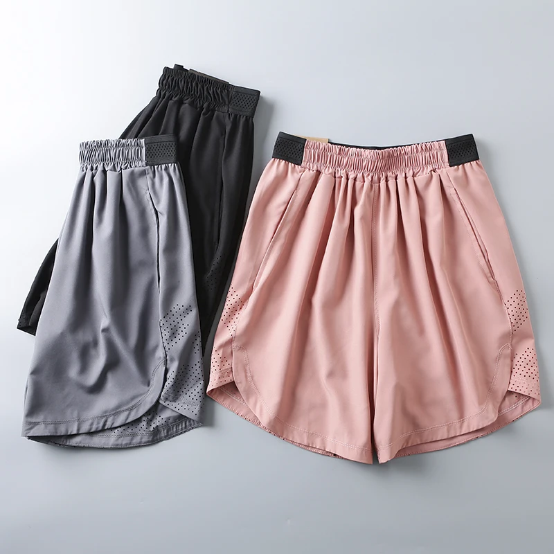 

Мужские летние спортивные шорты с лазерной перфорацией, быстросохнущие, три четверти длины, повседневные, свободного кроя, прямые штанины, модные