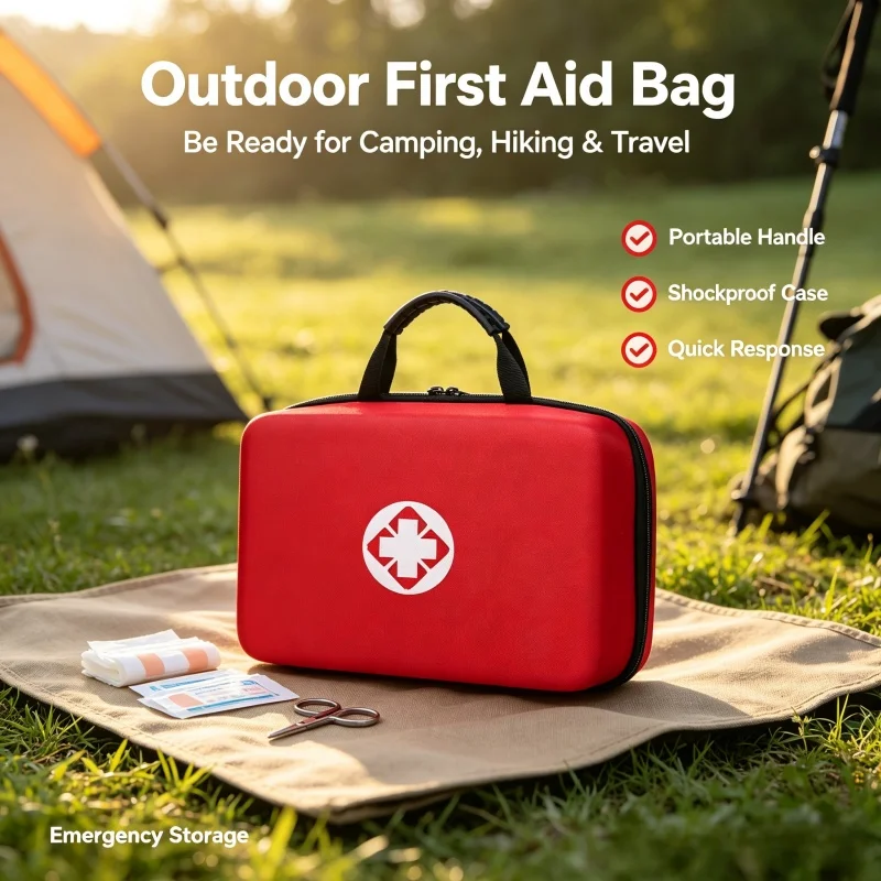 Portable Hard Shell First Aid Kit, EVA Emergency Medical Storage Bag, Outdoor Survival Medical Kit for Driving and Household Use
