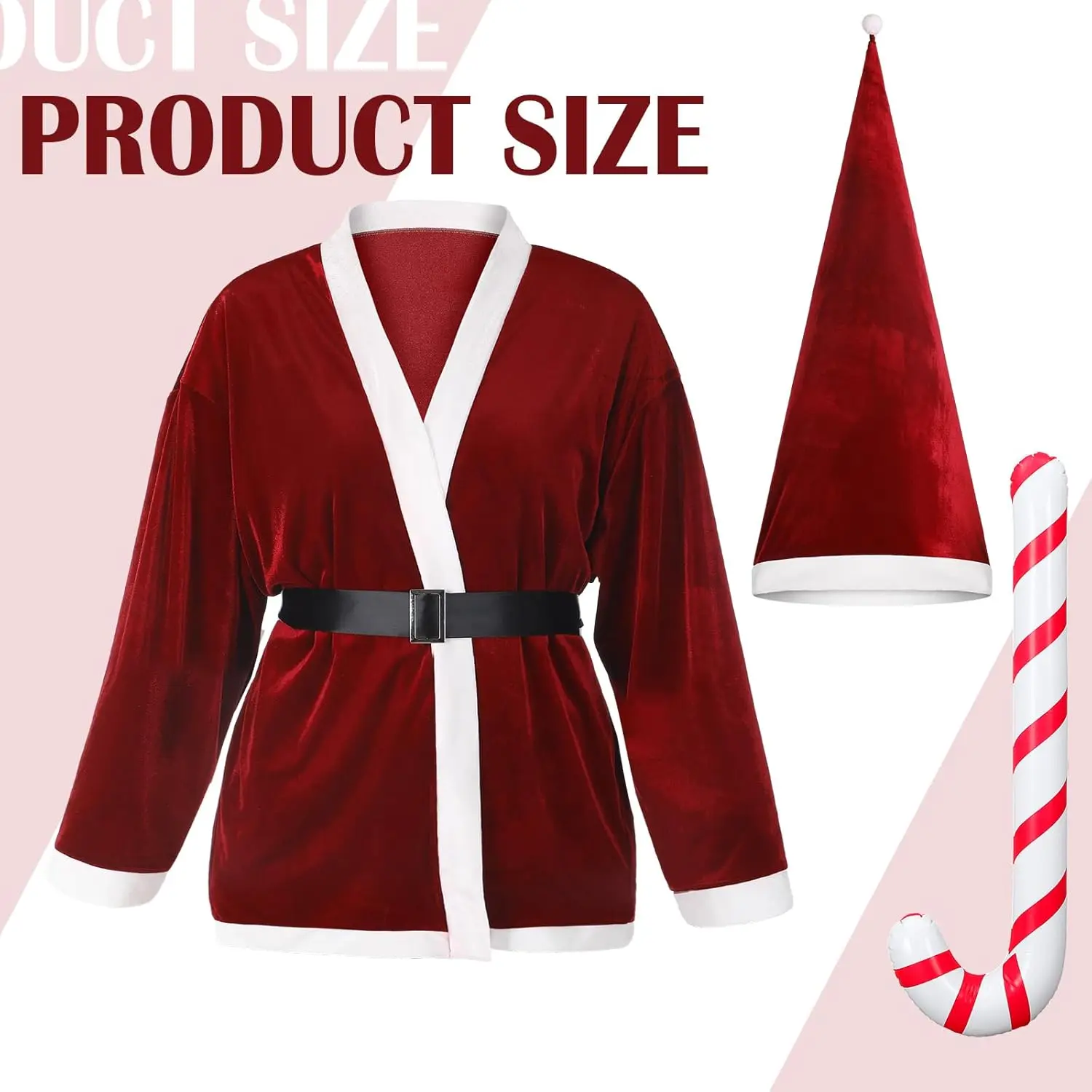 Santa Suit with Hat & Inflatable Candy Cane for 12ft Giant Skeleton, Garden Lawn Indoor Outdoor Xmas Decor (Skeleton Not Include
