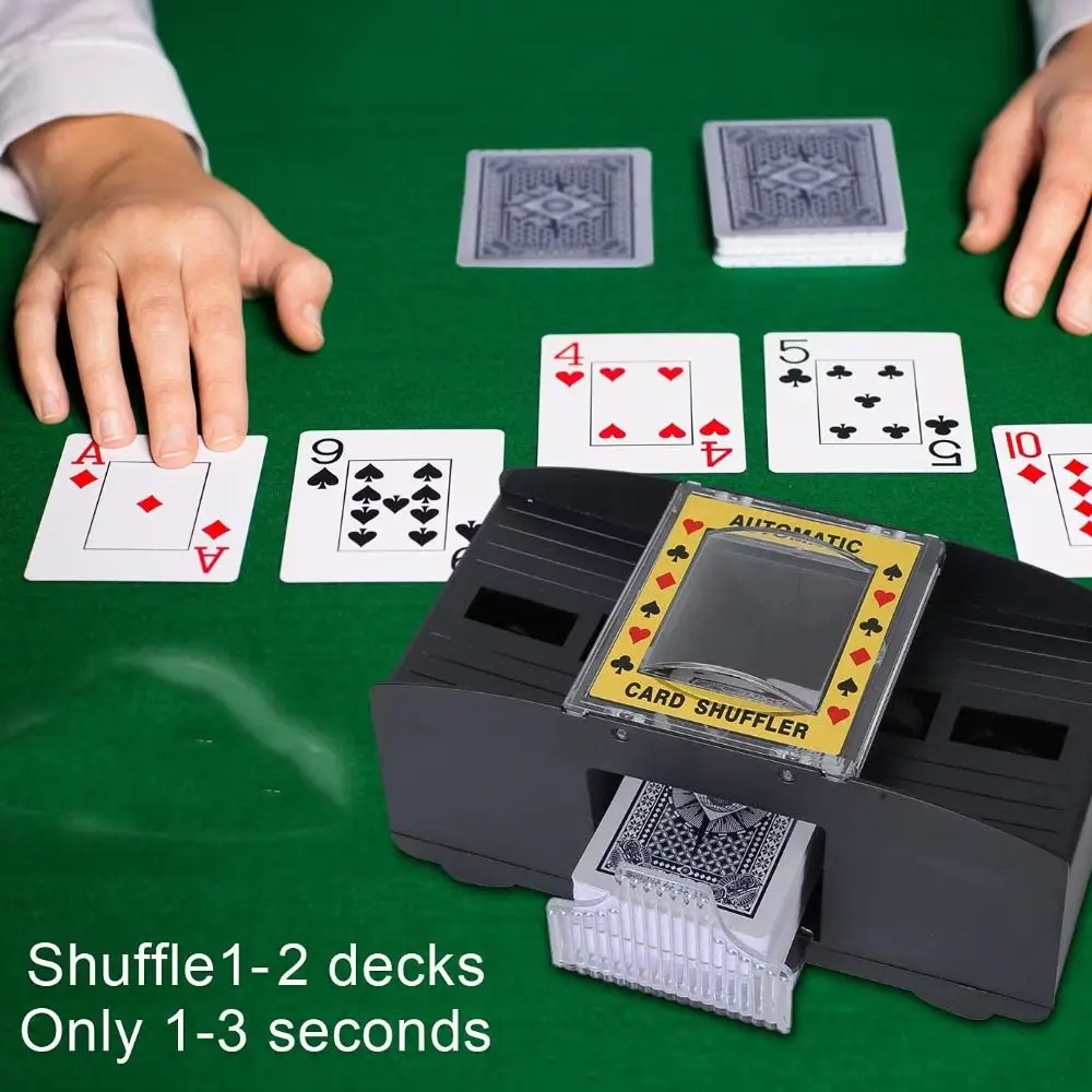 

28pcs Plastic Electric Playing Card Shuffler Board Game RPG Props Playing Card Shuffler 2 Decks Durable