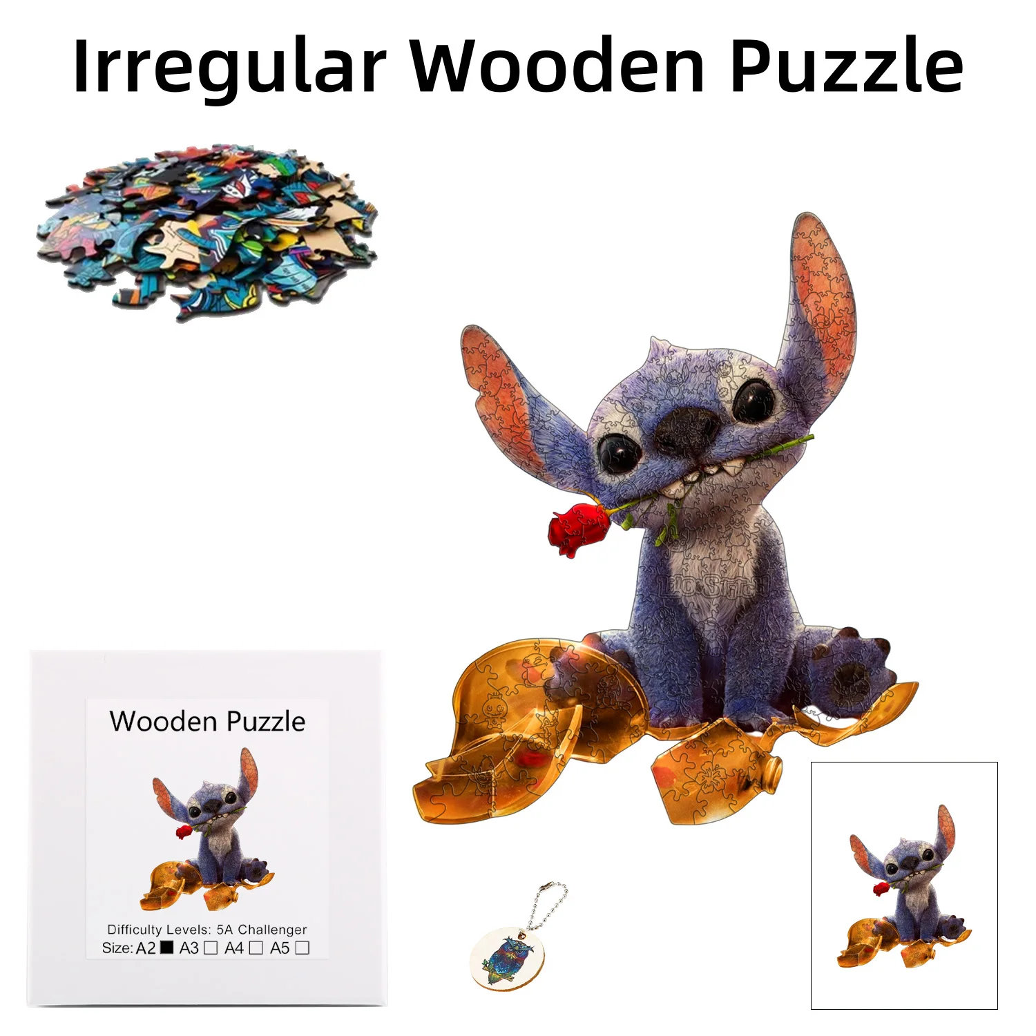 

Деревянный пазл Disney's Stitch Who Bites Roses — лучший рождественский подарок для детей, семьи и друзей