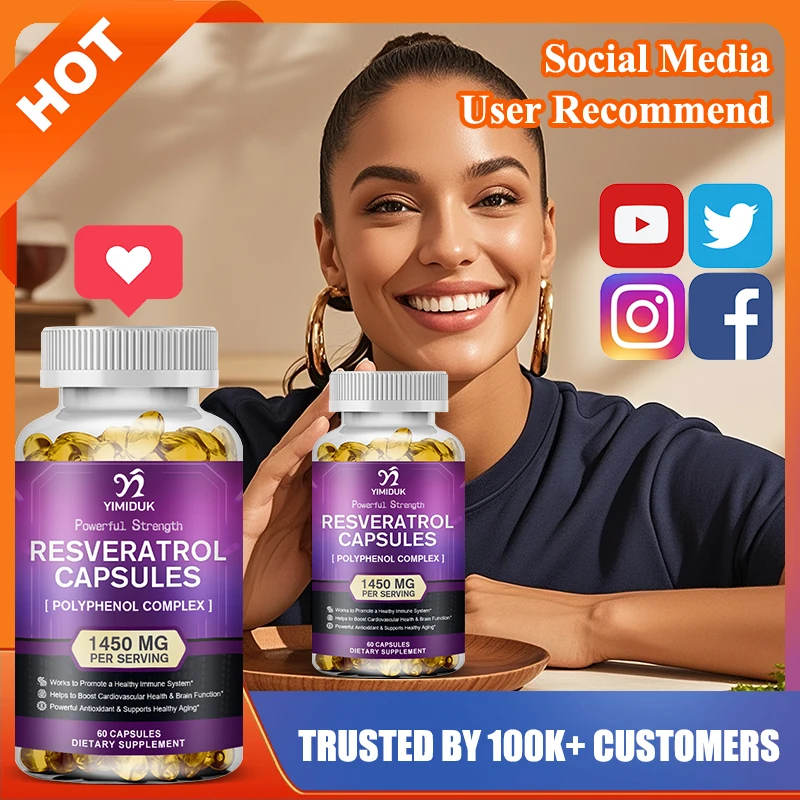 

Yimiduk Resveratrol Supplement, with Green Tea Extract, for Heart & Joint, Cardiovascular, Promote Immune & Skin, Gluten-Free