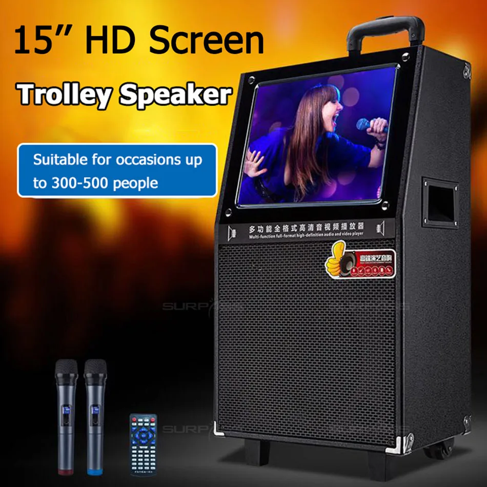 Portable High Quality System 10Inch Woofer  Trolley Karaoke Speaker Outdoor Speaker 15 inch Touch Screen Bluetooth Android Sytem