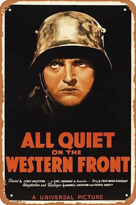 Metal Tin Sign   - All Quiet On the Western Front, 1930, Directed by Lewis Milestone - Poster Metal Plaque Cafe, Bar, Home Wall