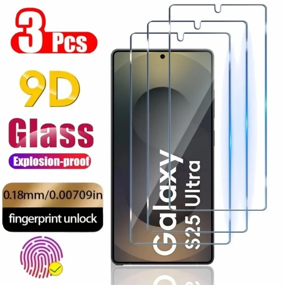 3Pcs Volle Abdeckung Screen Protector Für Samsung S25 Ultra Rand Gehärtetem Glas S21 S22 S23 Plus S24 Plus FE glas Film