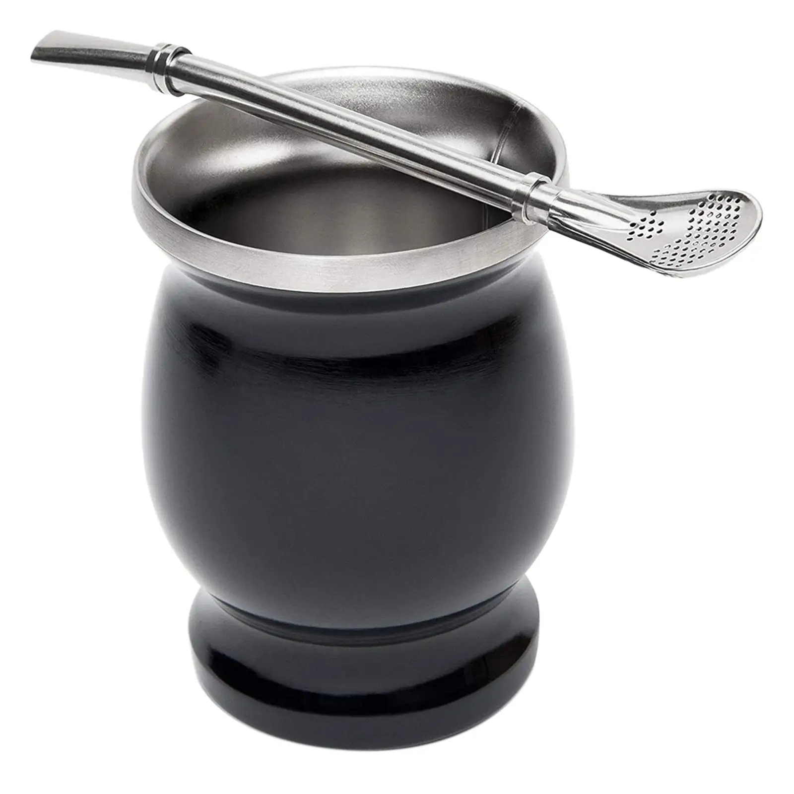 Cup Stainless Steel Double Walled Double Walled Mug with Straw Spoon Gift Traditional Mate Cup,for Coffee,Tea, Cold Beverage