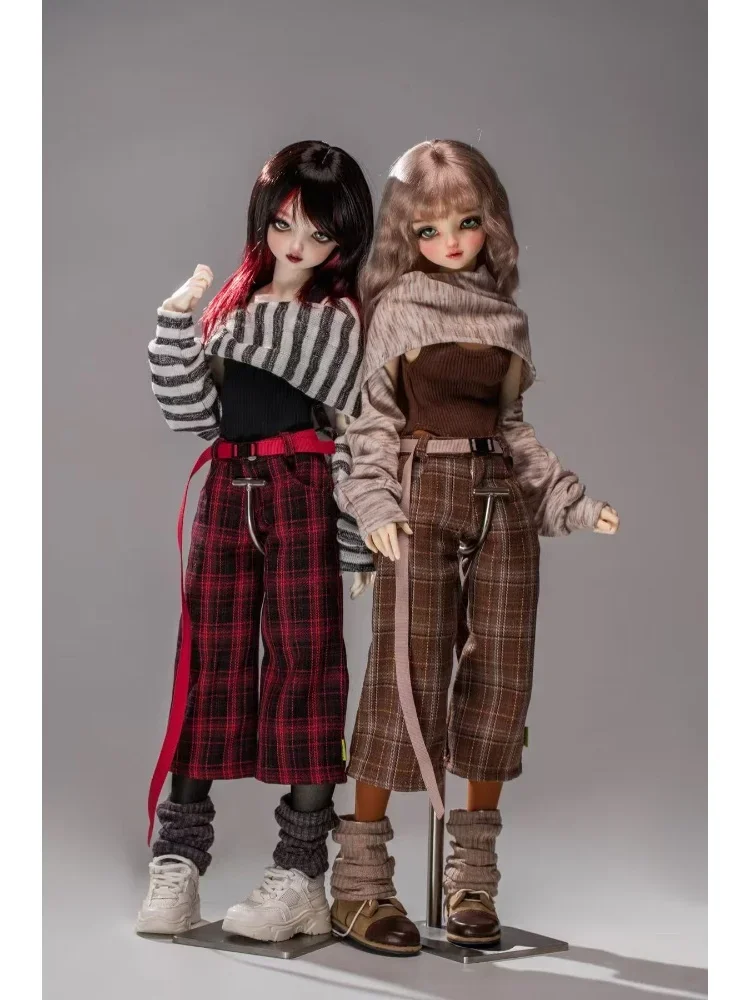 BJD 인형 옷 1/4 1/3 인형용 레드 브라운 블루 캐주얼 상의 바지 세트 인형 의류 액세서리(인형 제외)