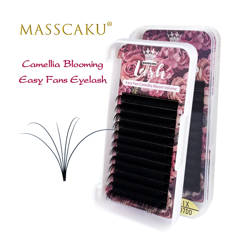 

MASSCAKU Soft Camellia False Eyelashes C CC D DD Curl 8-20mm Single Length Easy Fan Individuaal Russian Volume Eyelash Extension