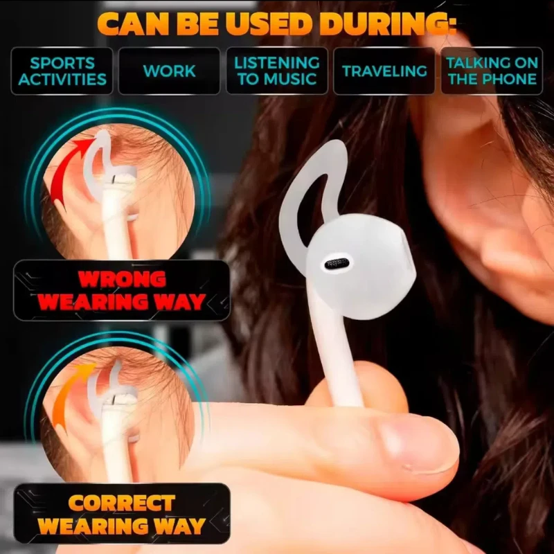 

Насадка для ушей, аксессуары для наушников, 1 пара подушечек для наушников, силиконовый чехол, чехол для наушников, мягкий защитный чехол с крючком для ушей