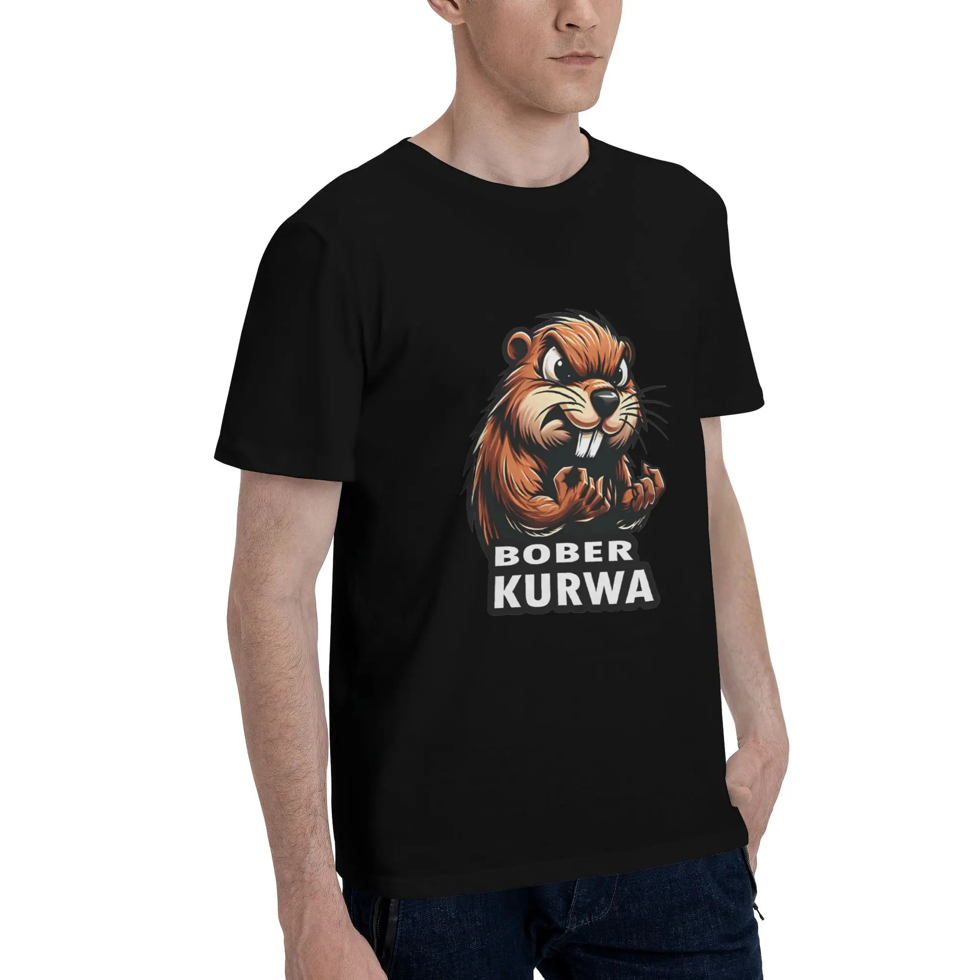 Bober Kurwa  Men T Shirts kurva Humorous Tee Shirt Short Sleeve Crew Neck T-Shirts Cotton Gift Tops