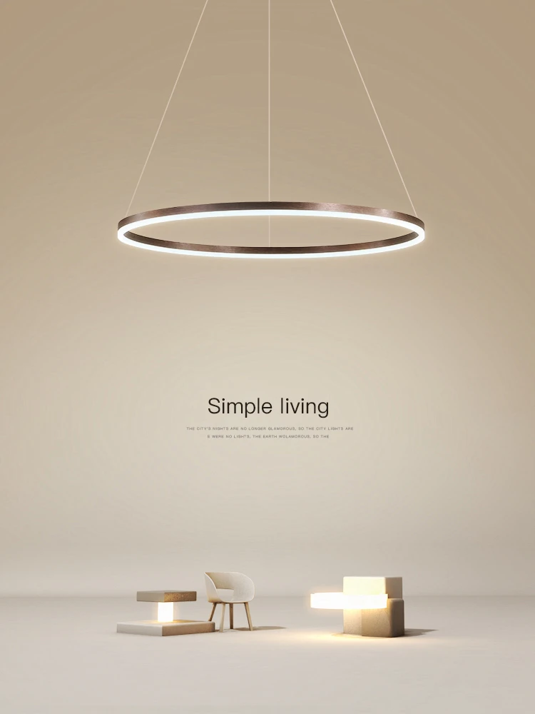 

Modern minimalist LED dining table chandelier creative round single circle Nordic designer study living room bedroom lamp