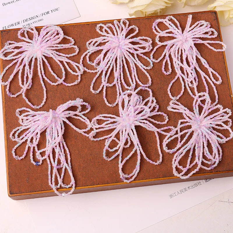 Shoe Charms 1 Piece Crystal Beaded Flower Handwoven Ballet Cute Decor for Clear Clog Sandals Korean Fashion Inspired