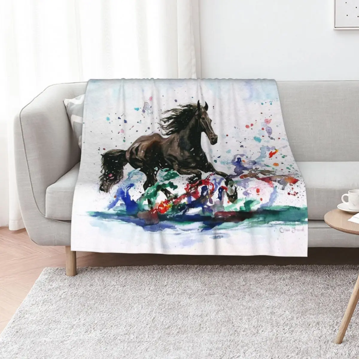 Watercolor Horse Painting - A Splash of Spirit Throw Blanket Comforter Bed covers Baby Vintage Blankets
