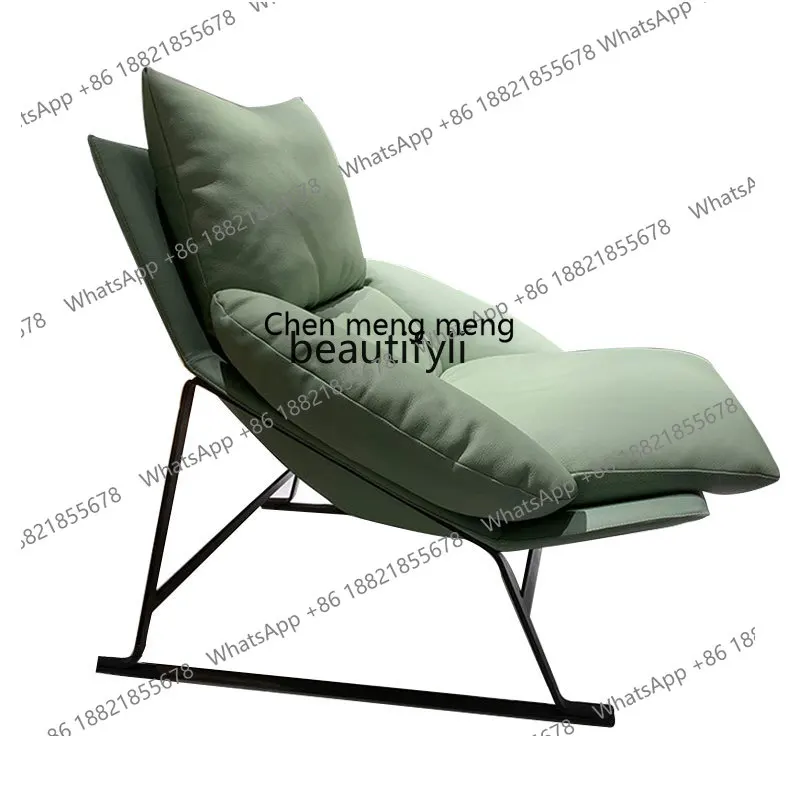 

Leisure Couch Balcony Recliner Leather down Soft Steel Frame Armchair Bedroom