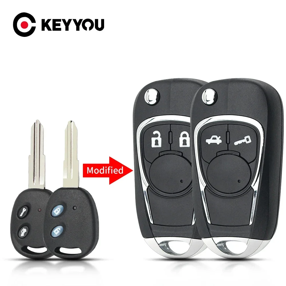 

KEYYOU 10pcs Modified Folding Key 2 Buttons Replacement Remote Car Key Shell Case Fob For Chevrolet Lechi Spark Epica Lova Sail