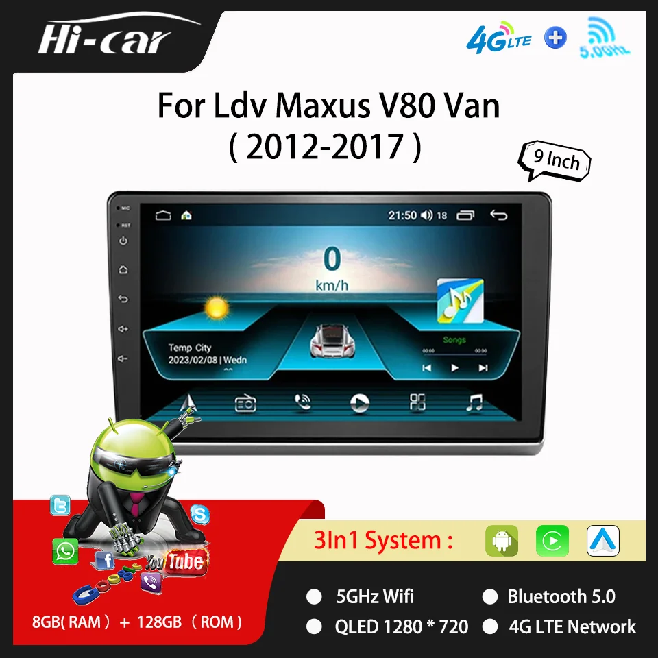 

2 Din Android Car Radio for LDV MAXUS V80 Van 2012-2017 4G+WiFi Carplay Stereo GPS Navigation Multimedia Video Player Head Unit