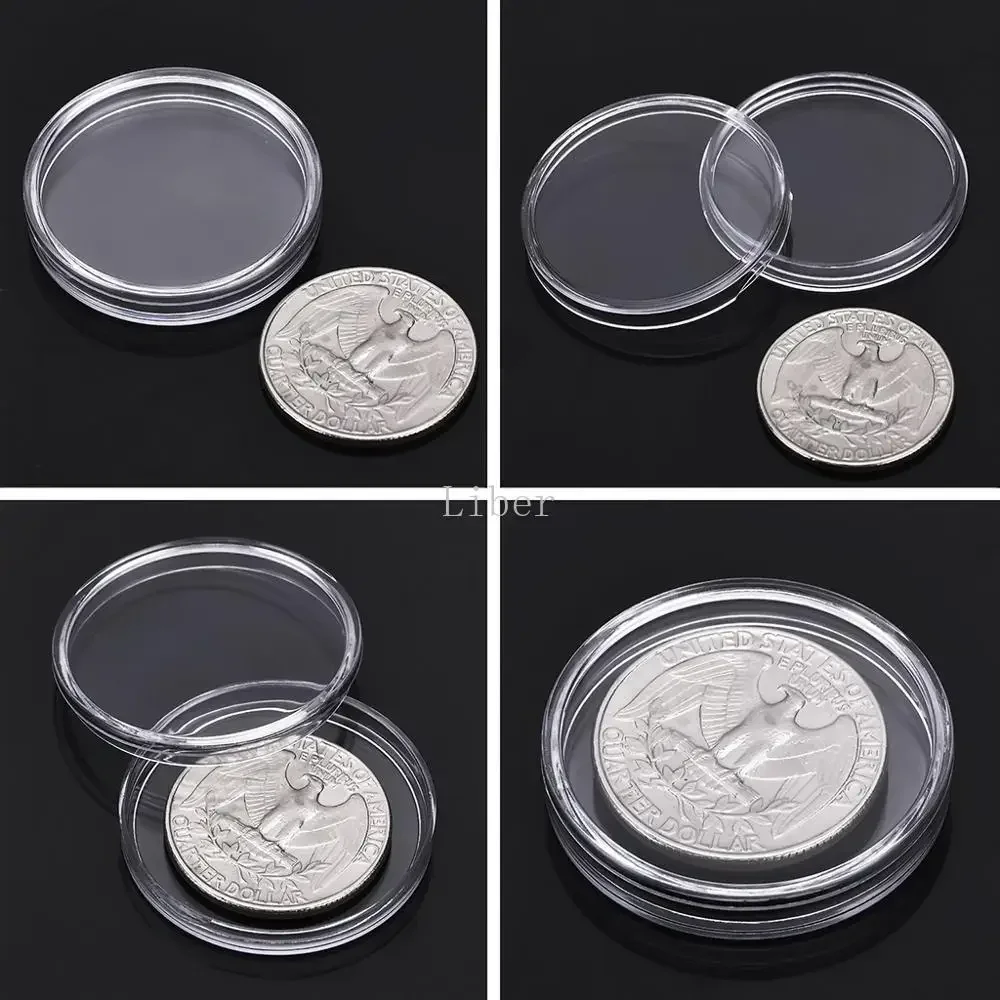 100 pièces clair Coin Capsule Holder Case 27/30mm Transparent Commémoratif Pièce De Collection Boîte De Rangement Collection Fournitures Hucha