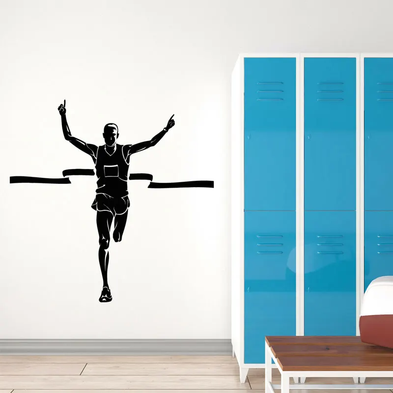 

Runner Sports Running Champion Winner Finish Wall Stickers Vinyl Interior Home Decor Room Wall Decal Removable Mural Poster 4674