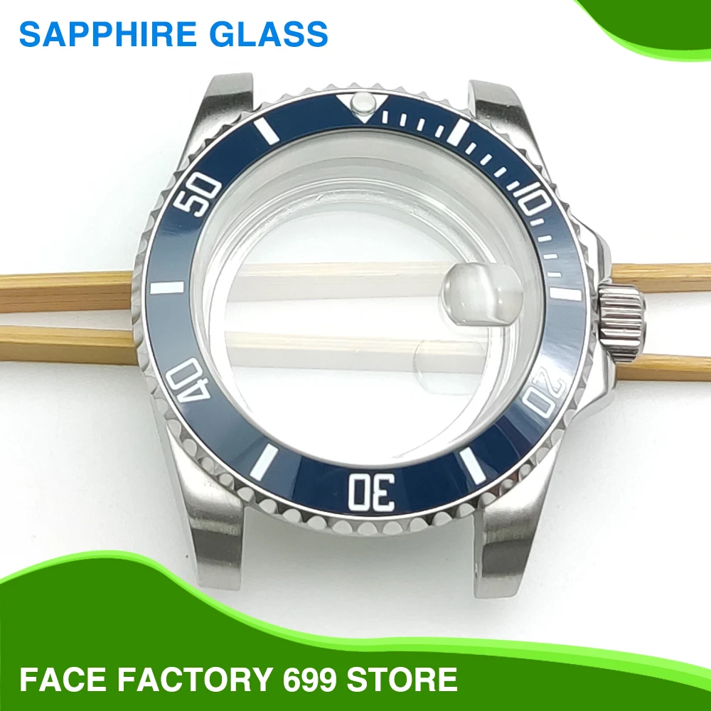 40mm Case Clear Water Resistant Stainless Steel GMT Bezel Sapphire Glass Men's Watch Accessories Fits NH35 NH36 Miyota 8215 2813