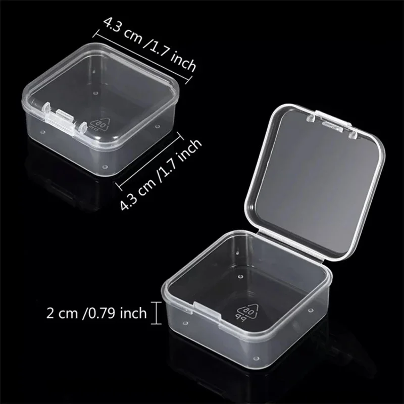 Contenedores de plástico pequeños y transparentes, caja de almacenamiento transparente con tapa con bisagras para artículos, manualidades, paquete de joyería, fundas transparentes, 12/6 Uds.