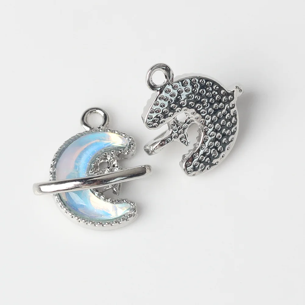 100pcs Handmade Moon Jewelry Pendant Connectors Silvery Color Necklace Earrings Pendant Charms Diy Jewelry Making Findings