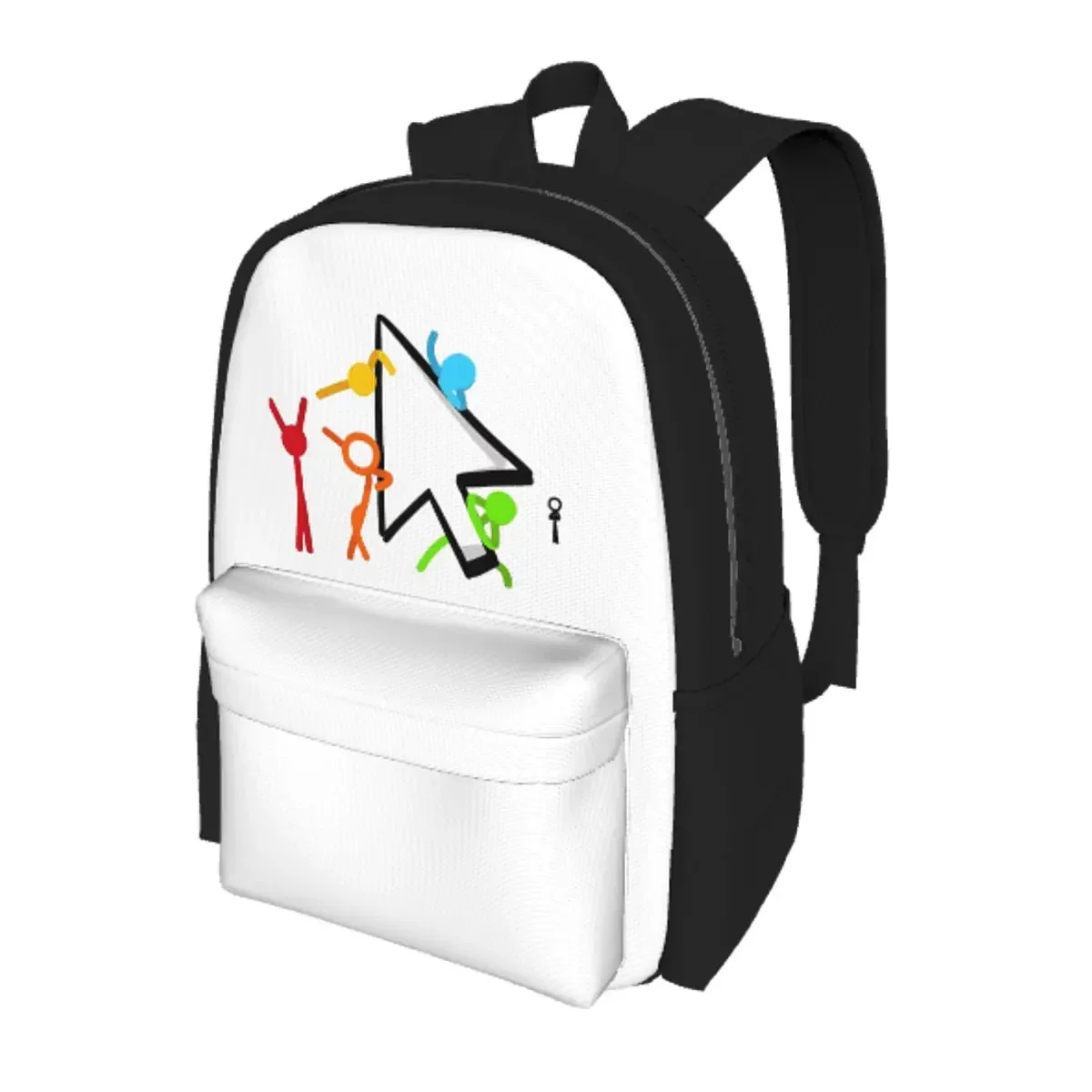 Alan Becker Five Stick Figures With Fire Mouse Pickaxe Student Backpack School Bag Hiking Travel Daypack Bookbag Shoulder Bags