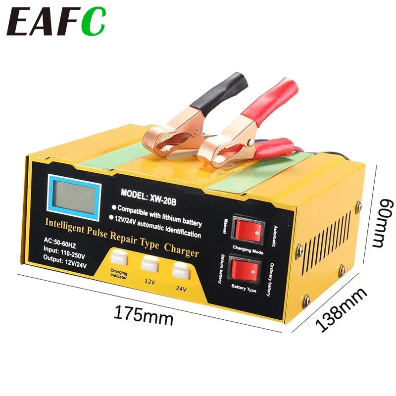 

EAFC 10A Smart Battery Charger 12V/24V Fully Automotive Battery Charger180W Trickle Smart Pulse Repair Lead-acid for Car Motorcy