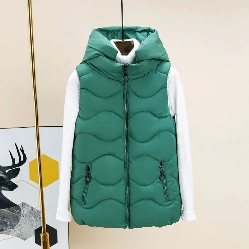 

2024 New Vests Winter Jacket Women Sleeveless Vests Hooded Padded Jacket Super Hot Coats Korean Fashion Cardigancheap Wholesale
