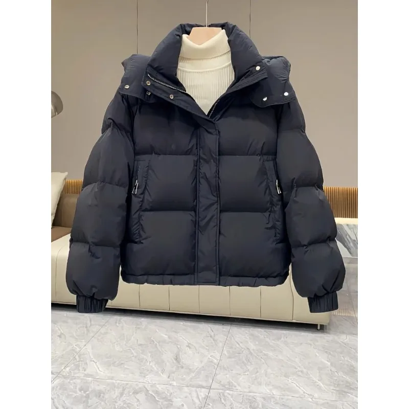 Women's Autumn/Winter Top Coat Cotton Coat Solid Color Hooded Warm Simple Comfortable Casual Design Fashion Soft Niche Versatile