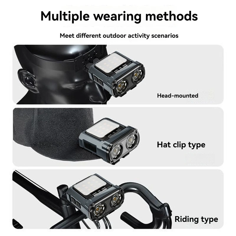 Portable Headlamp Type-C Rechargeable Headlight Portable Rotating Lights Led Flashlight Fishing Front Bicycle Light