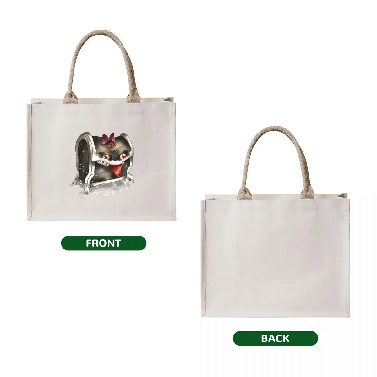 cute magical mimic chest surrounded by bones Tote Bag canvas tote bag hand bags Lady bags large size bags
