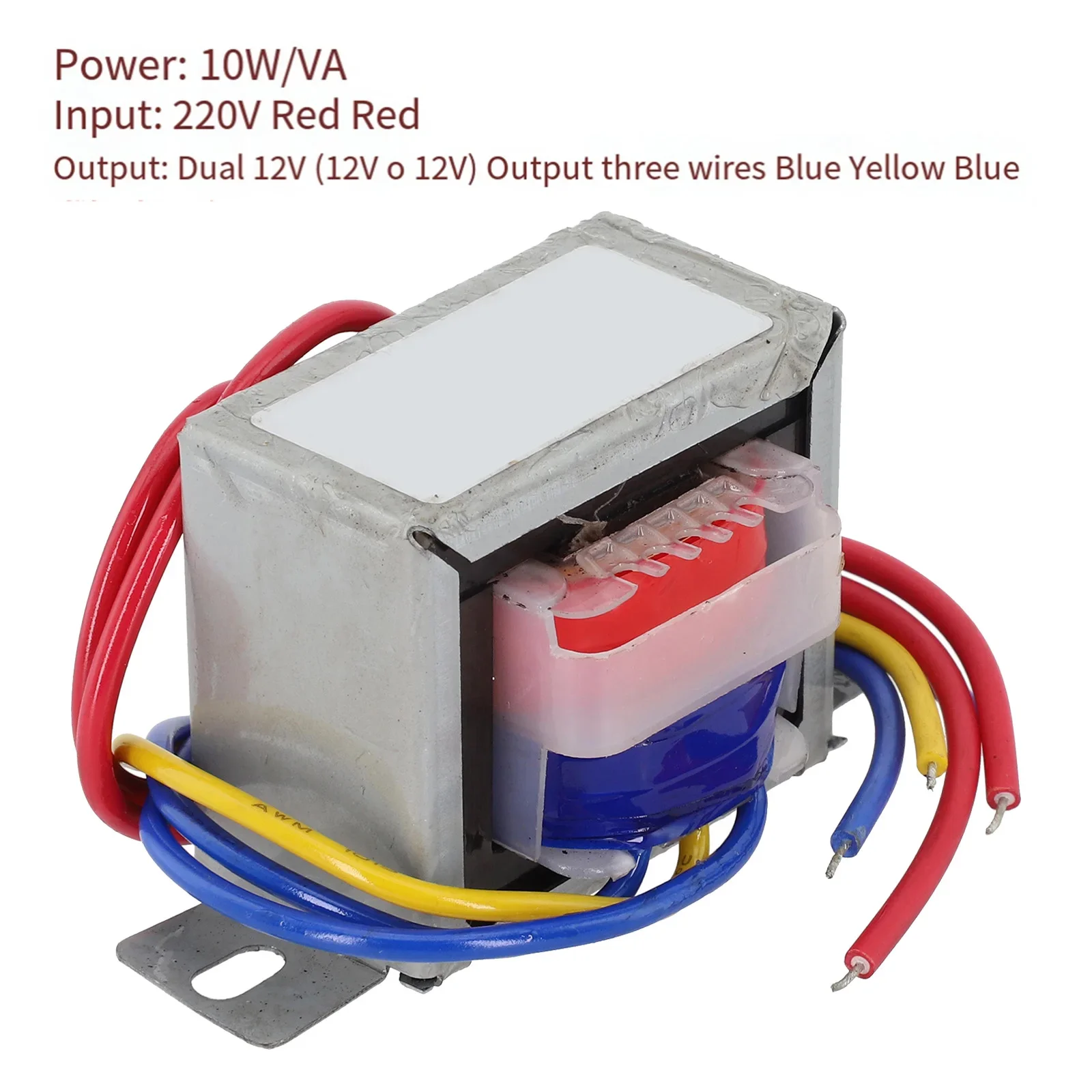 50*45*43mm EI Transformer Copper Wire Construction 12V Output Voltage 24V Output Voltage Flame Retardant Material 6
