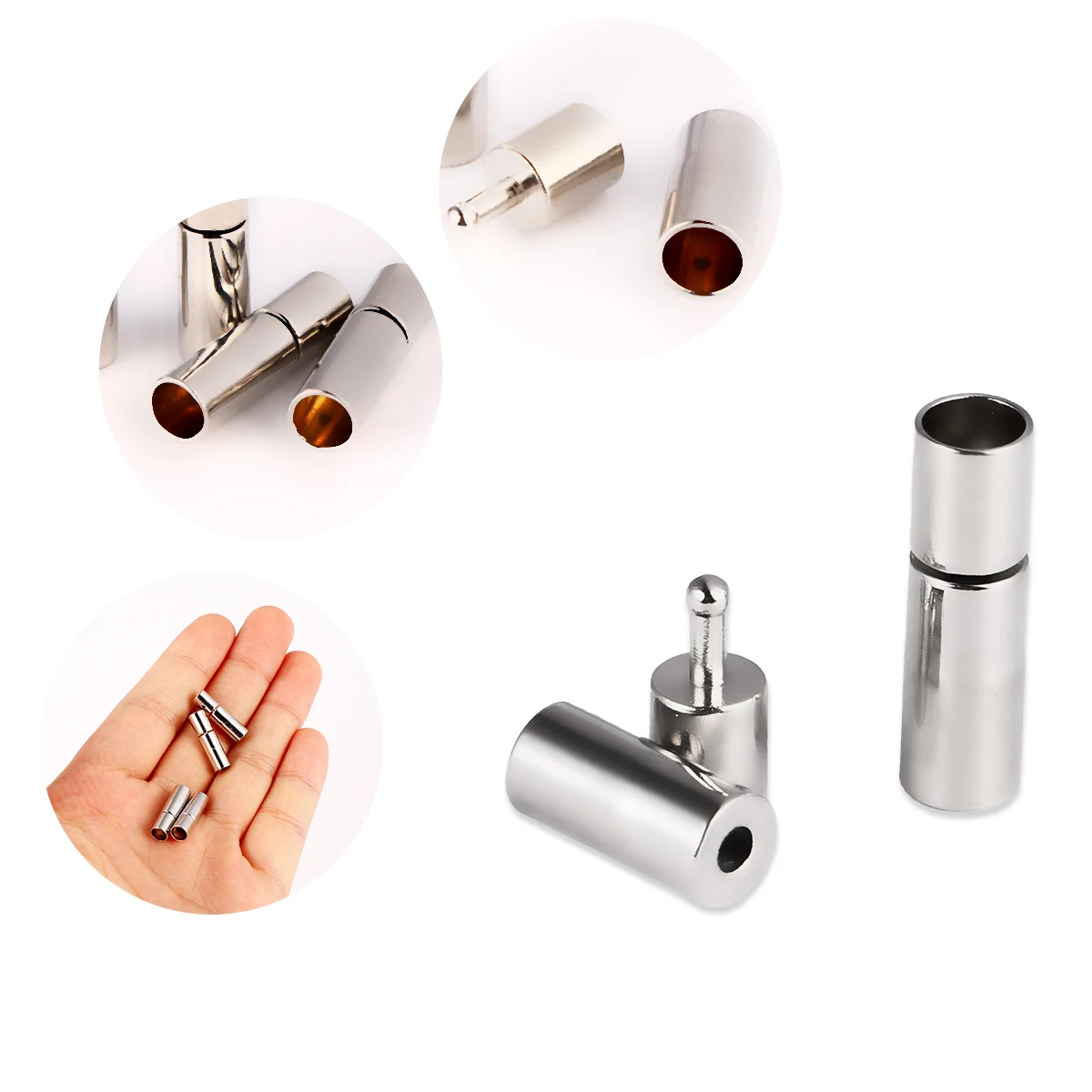 

20 Pcs Clasps for Bracelet Making Necklace Link Buckle Connector Charms Stainless Steel Crimp Silver Copper