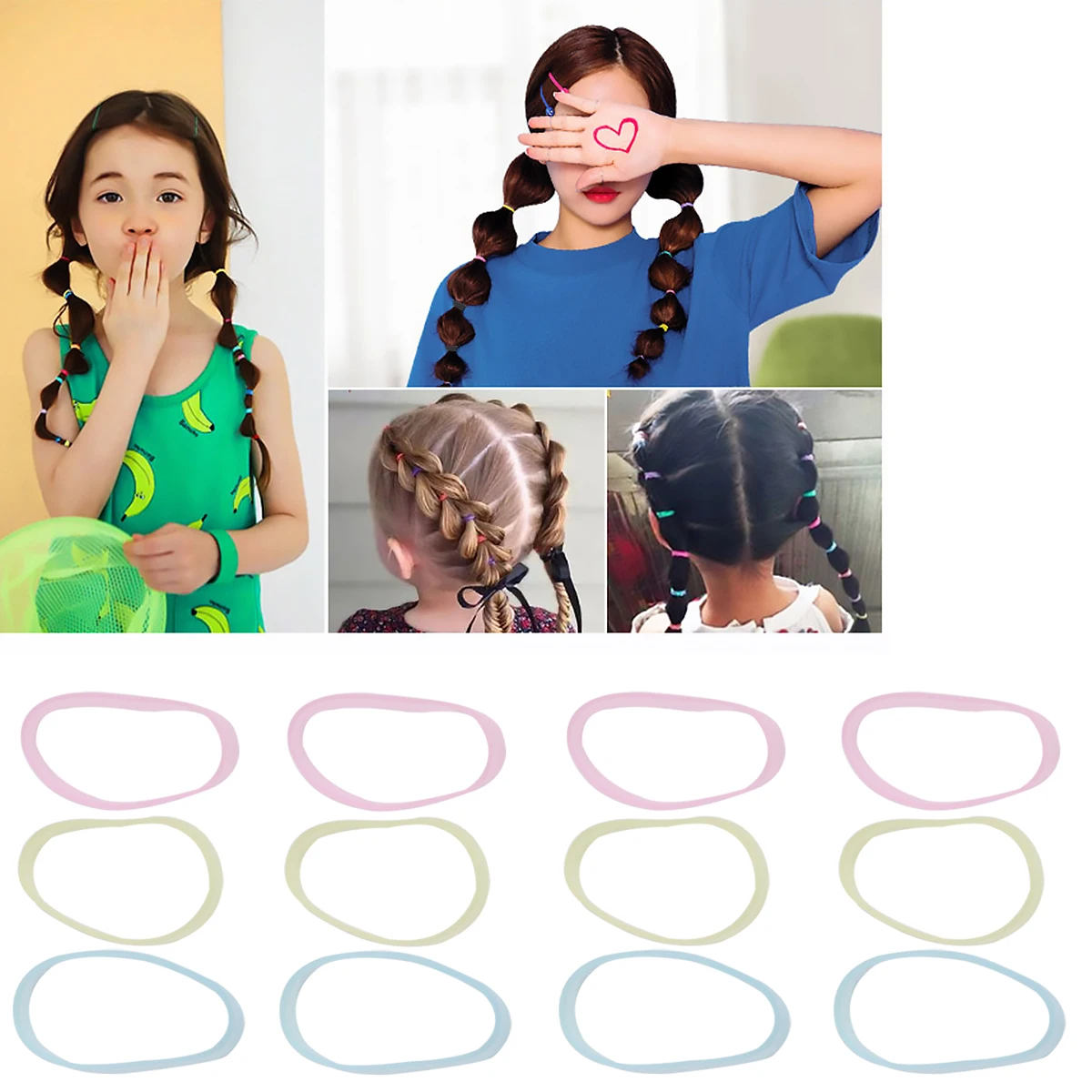 

Bands Ties Silicone Stretchy No Damage for Elastic Hair Bands Women Kids Party Daily Use Hair Accessories
