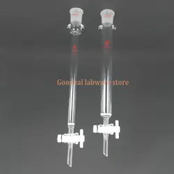 1pcs Lab Glass chromatography column with PTFE piston,sand core glass chromatography column with standard mouth Caliber 24#