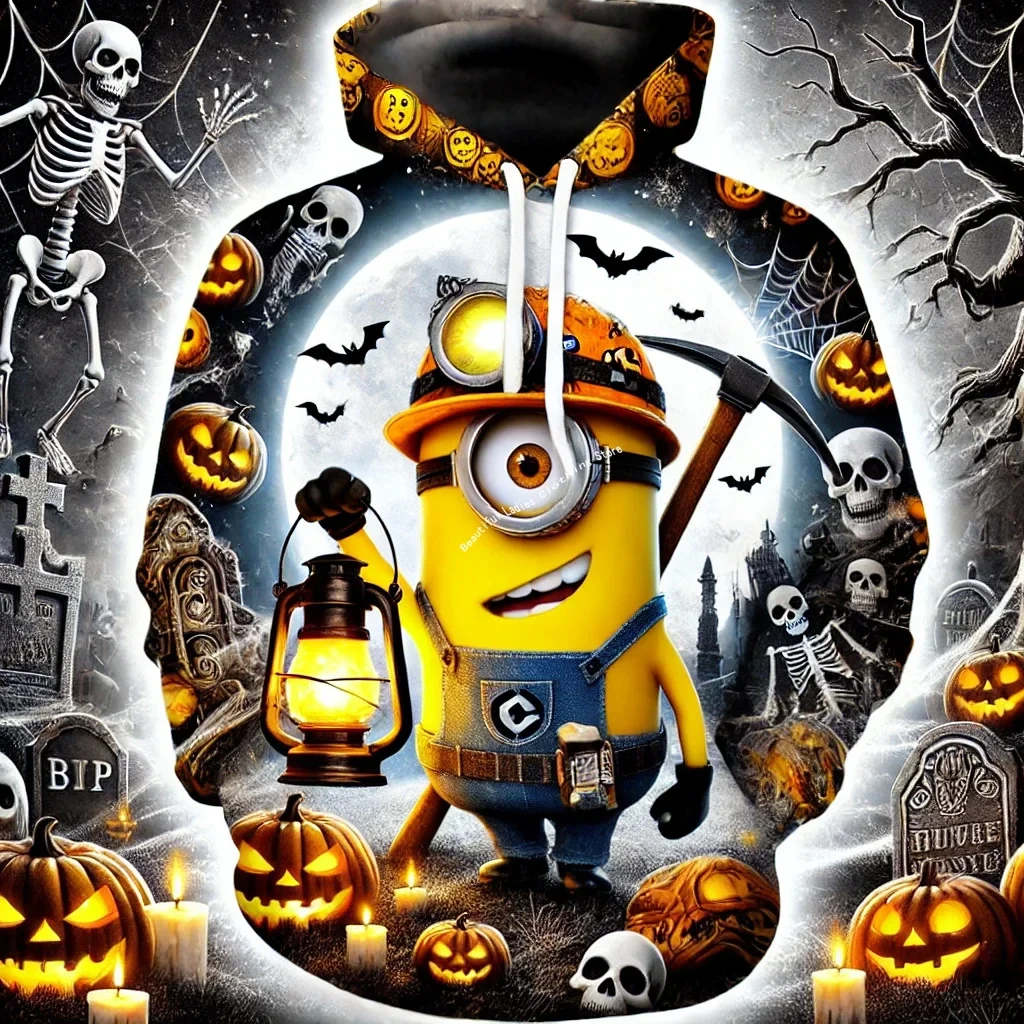 2025 New Year Gift Women Hoodies Tops Christmas Casual 3D Printed Minions Women Pullover Spring and Autumn Men and Women Street