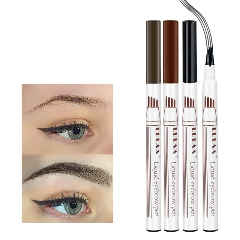 Four-Head Water-Based Liquid Eyebrow Pencil Thrush Artifact Waterproof Eyebrow Tattoo Fork Cosmetic Brush