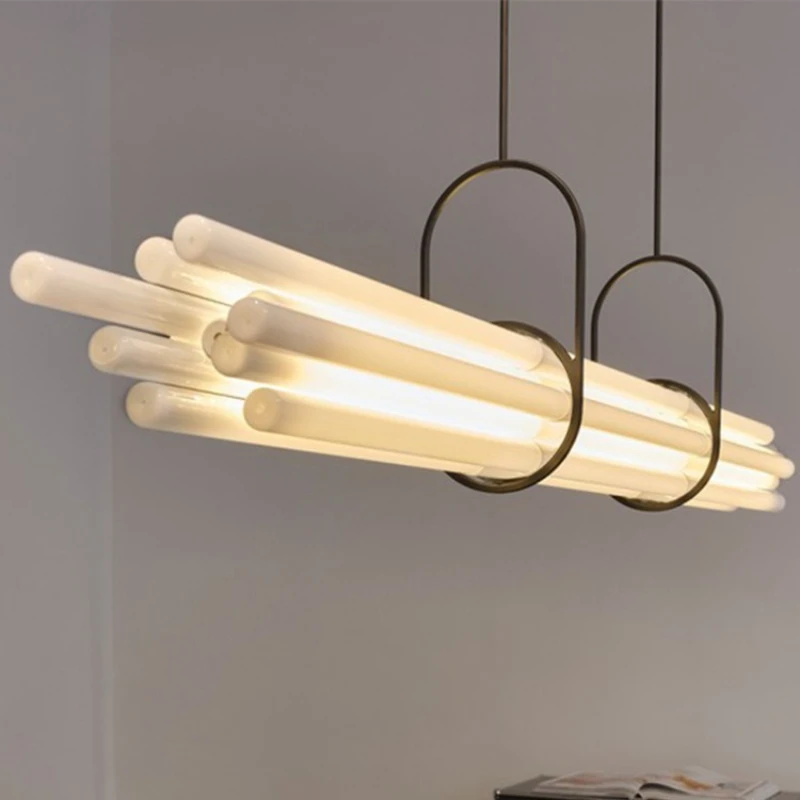

Nordic restaurant acrylic chandelier modern simplicity creative personality bar table long strip light luxury high art