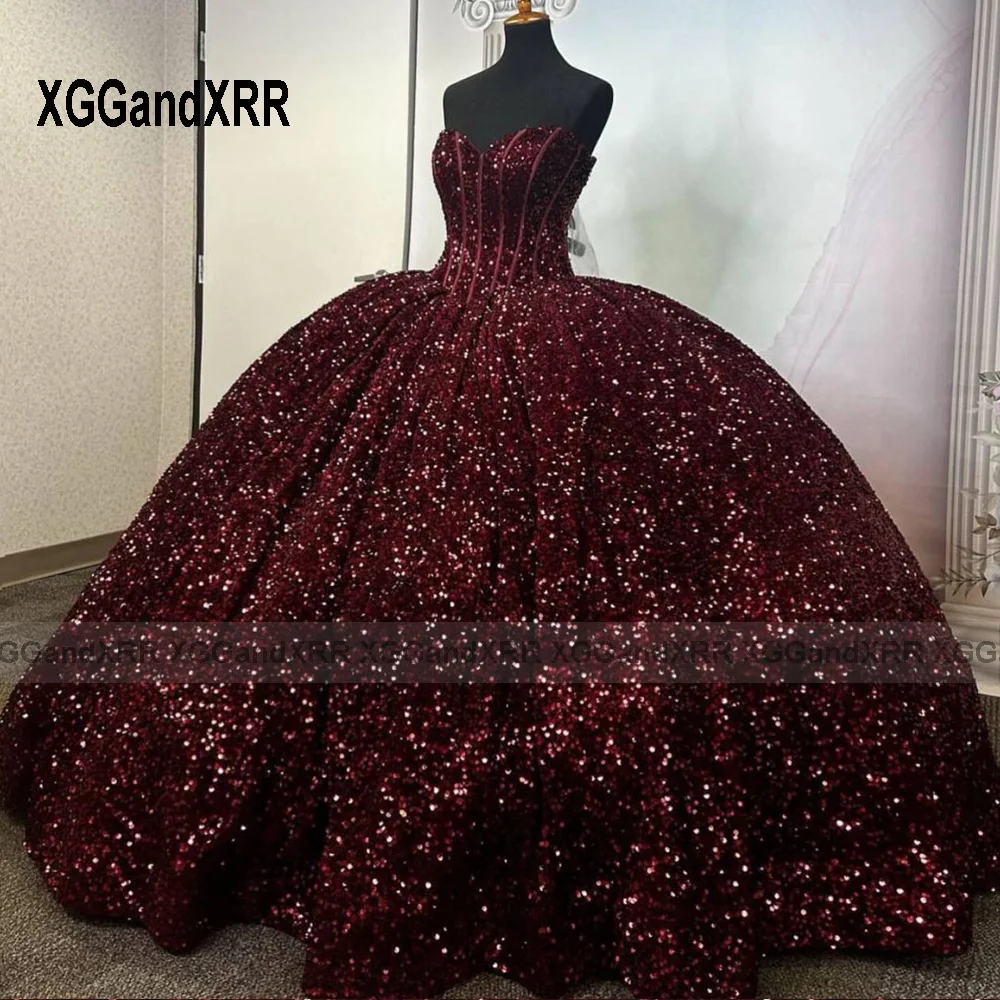 Sparkly Black Quinceanrea Dresses 2024 Sequins Ball Gown Sweet 16 Dress Princess Birthday Party Vestidos De 15 Años Quinceañeras