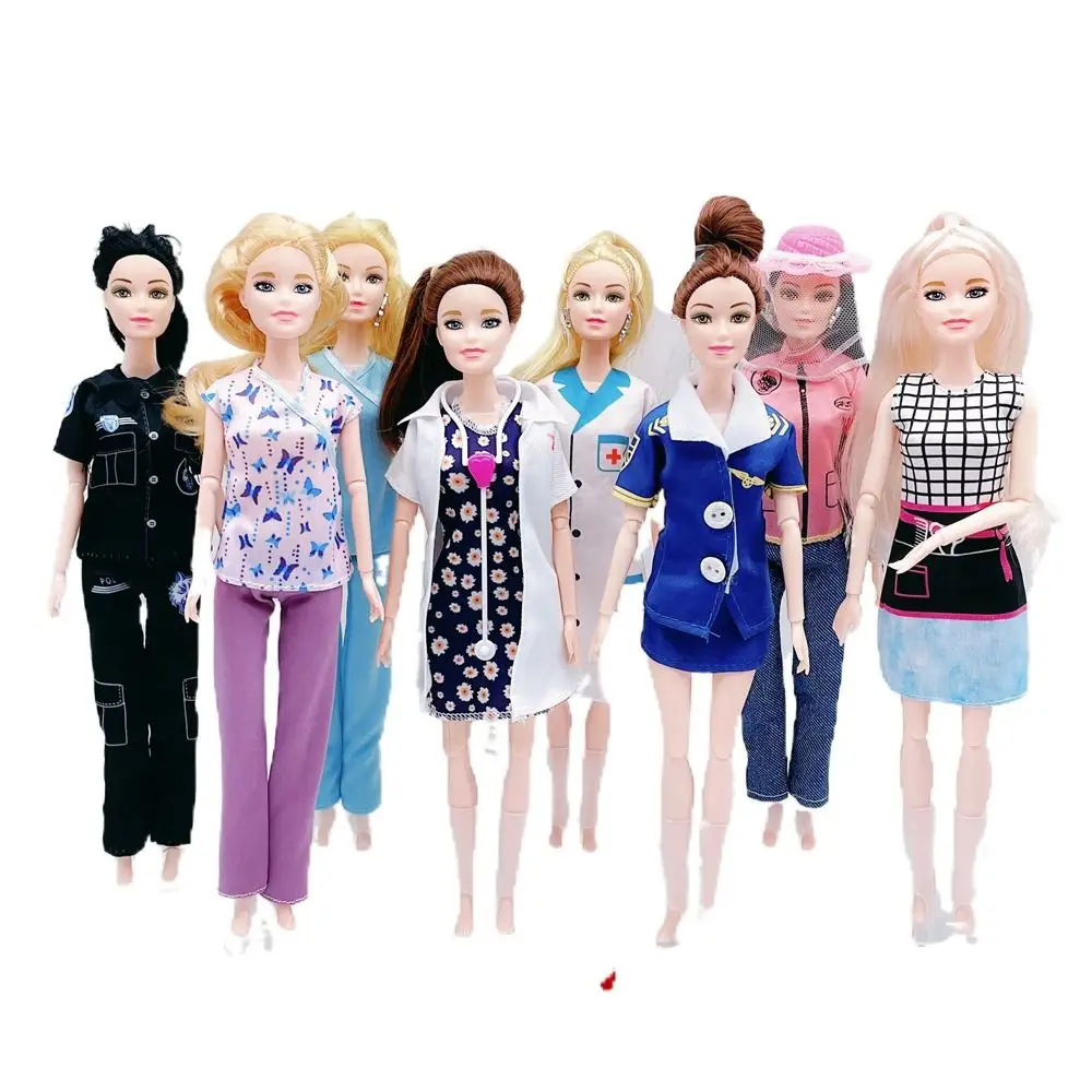 1 Set Scene Doctor/Nurse Doll Clothes Costume Flight Attendant Doll Dress Cosplay Barber Doll Clothes For 11 Inch Doll