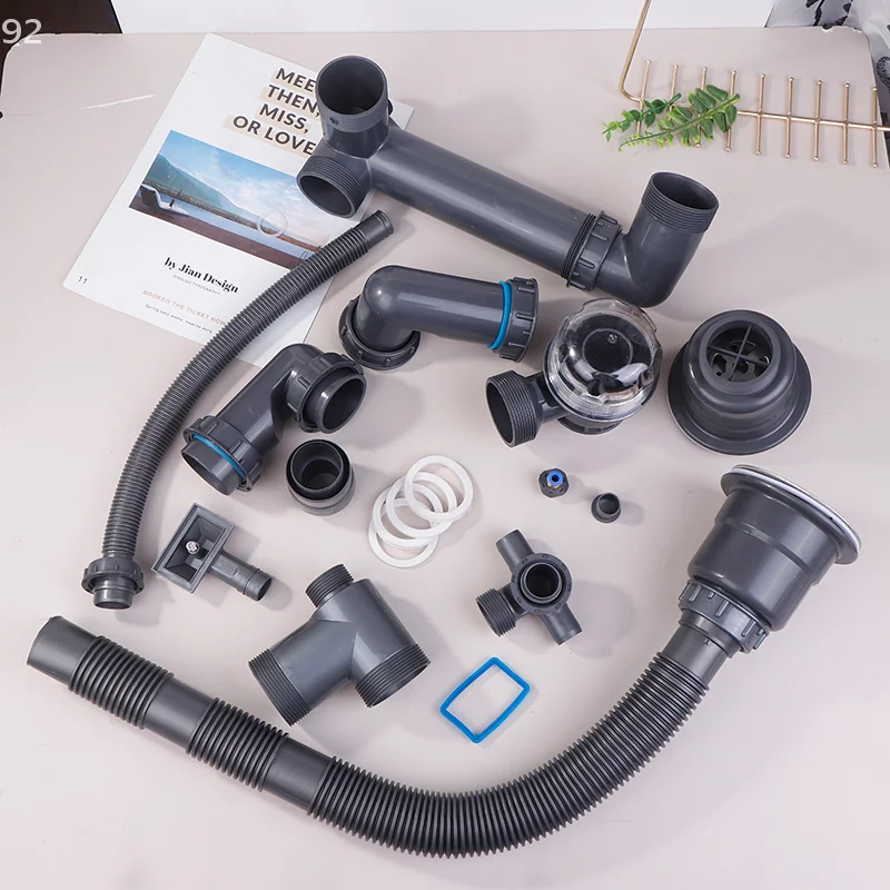 Küche Waschbecken Waschbecken Badezimmer Fallrohr Armaturen Einzel- Und Doppelwaschbecken Anti-geruch Abflussrohr T-stück Waschbecken Abfluss Universal Set