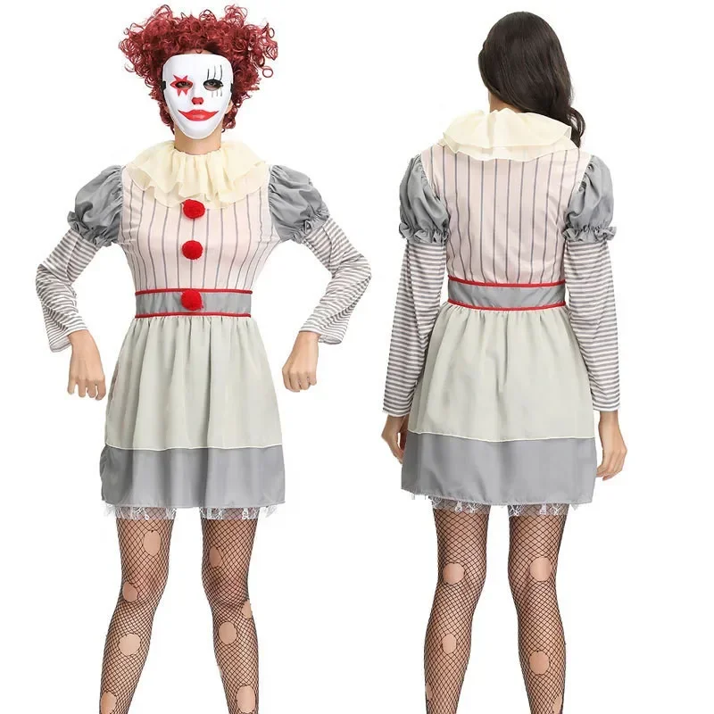 

Women's Killer Clown Costume Ladies Carnival Party Halloween Cosplay Circus Clown Costumes Stage Performance Clown Dress Up