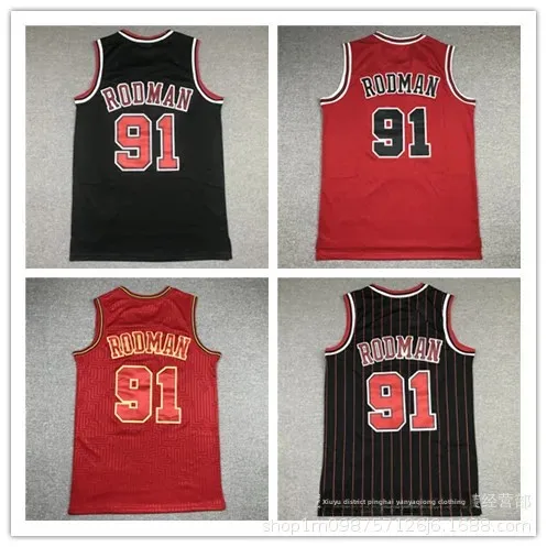 Chicago Bulls Embroidered Basketball Jersey Number 91 Rodman Summer Running Vest Sportswear Basketball Uniform