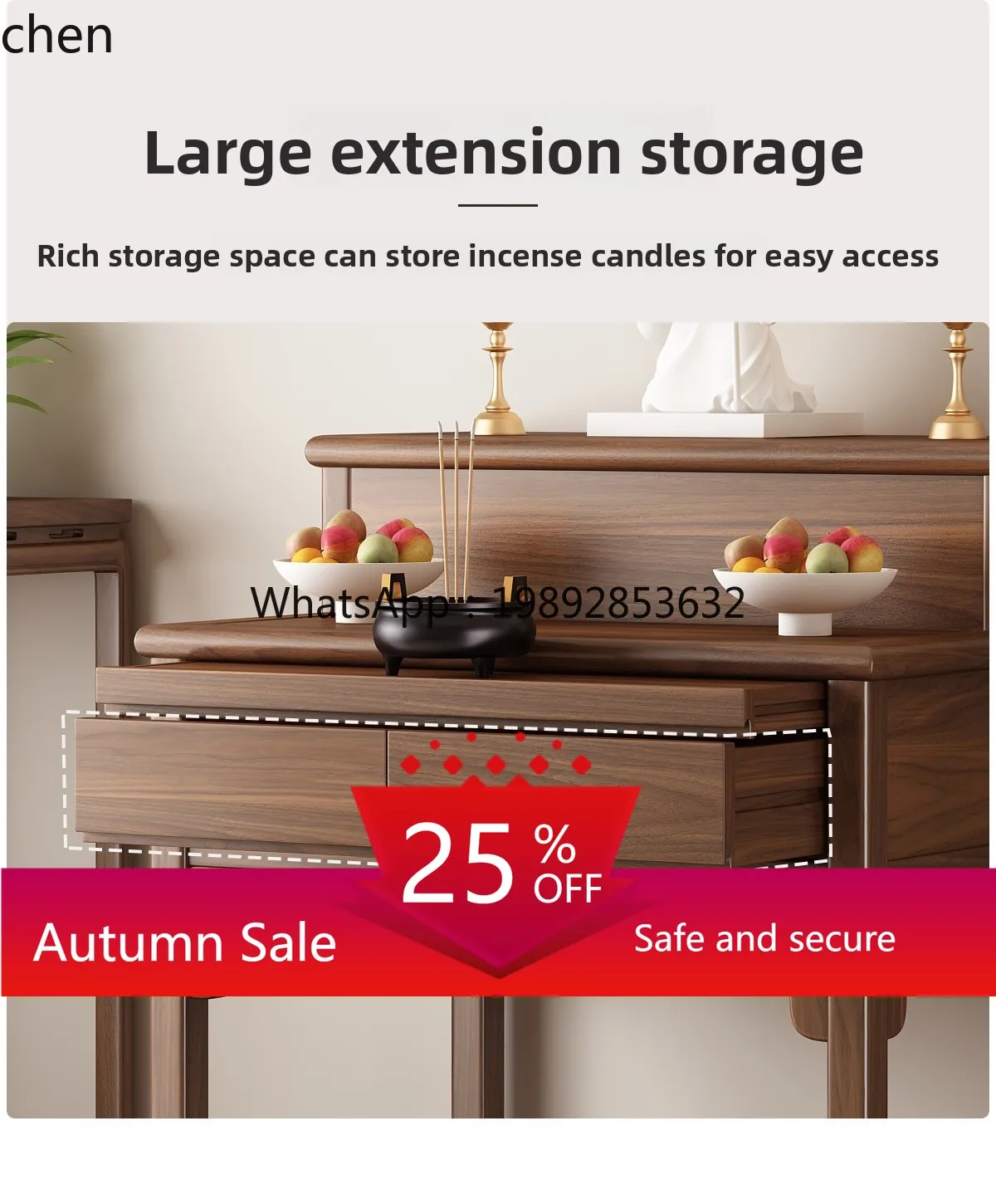 

Buddhist platform, black walnut Buddhist niche offering table, household tribute cabinet, God of Wealth setting table